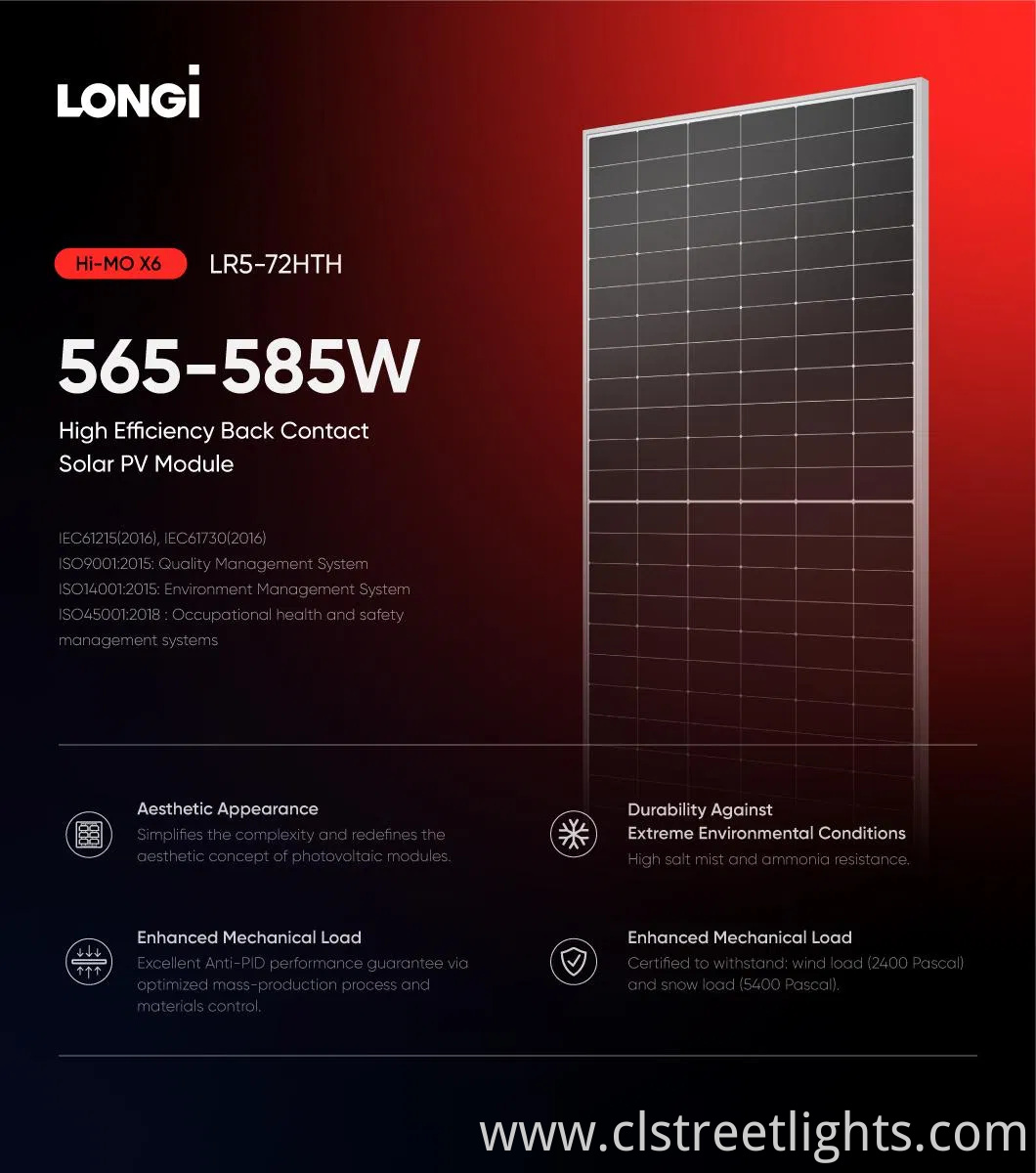 Longi Hi-Mo 6 Solar Panel 570W 575W 580 Watt 590W Mono PV Panels with Cheap Price